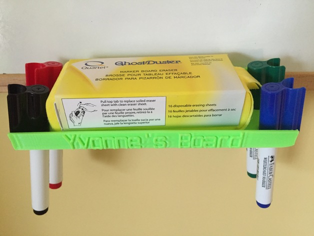 Customizable whiteboard eraser and marker holder with name